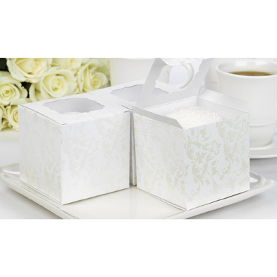 Favor Cupcake Box Pearl Flourish 24ct