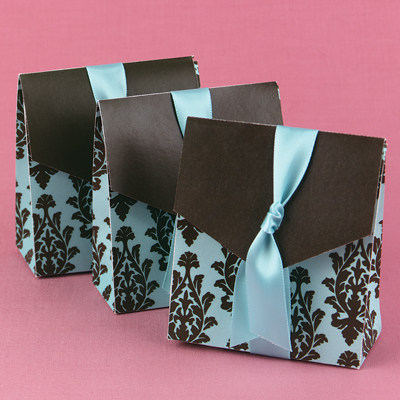 A Tent Favor Box Brown and Aqua 24ct