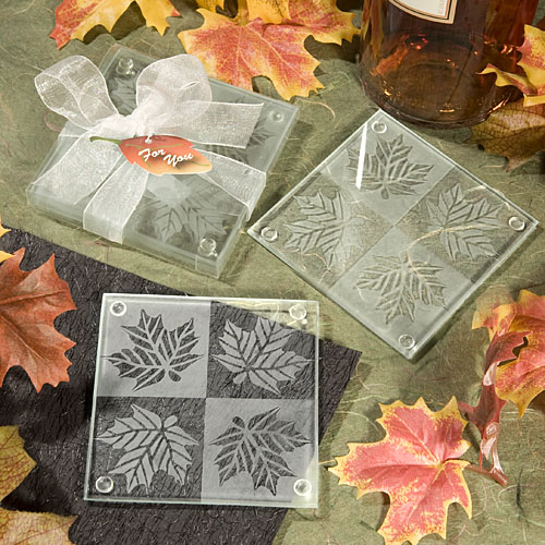Coasters Glass Leaf