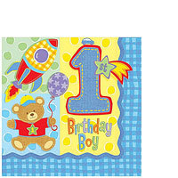 1st Birthday Hugs & Stitches – Boys Lunch Napkins