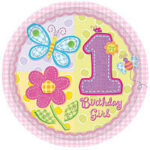 1st Birthday Hugs & Stitches Plates 10in
