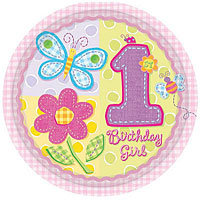 1st Birthday Hugs & Stitches Plates 10in
