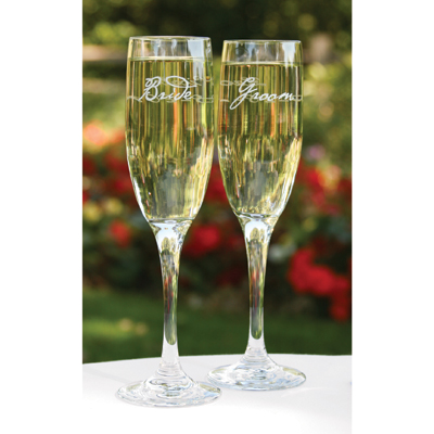 Champagne Flutes Bride & Groom
