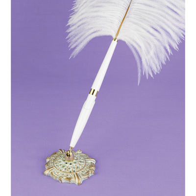 Plume Pen Set With Filigree Base