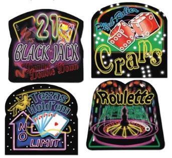 Casino Neon Sign Cutouts 4ct