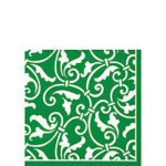 Christmas Green Scroll Beverage Napkins