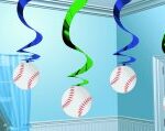 Baseball Swirl Hanging decor 5ct