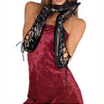 Black Lace up Gloves