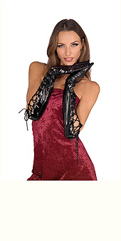 Black Lace up Gloves