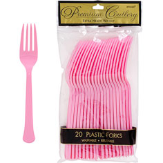 Pink Plastic Forks 24ct