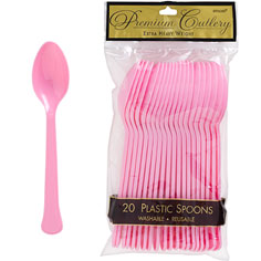 Pink Plastic Spoons 24ct