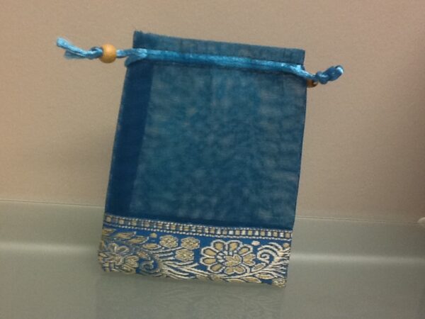 Favor Bag Teal Organza With Trim