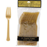 Tableware Gold Plastic Forks 24ct