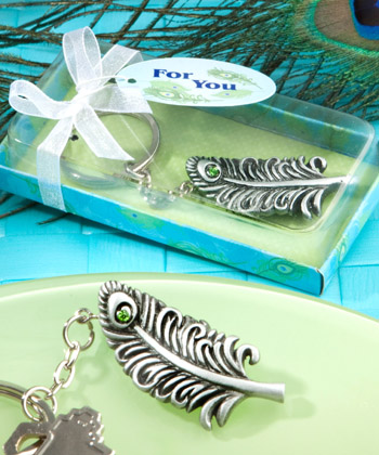 Favor Keychain Peacock Feather