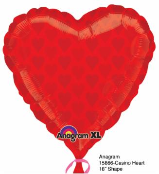 Balloon Casino Red Heart 22x22in