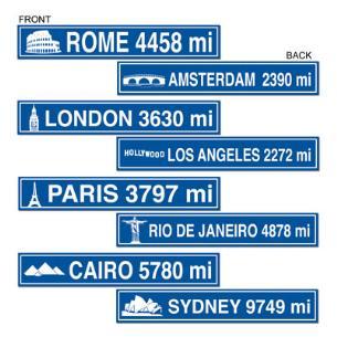 A International Travel Street Signs 4ct
