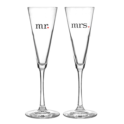 Champagne Toasting Flutes Mr & Mrs