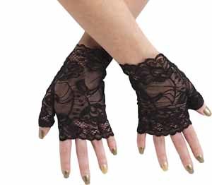 Black Net Finger less 80's Gloves