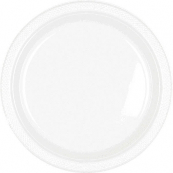 White Plates Plastic  Large  20 ct