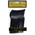 Tableware Black Plastic Cutlery – Spoons 24ct