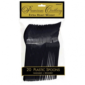 Tableware Black Plastic Cutlery – Spoons 24ct