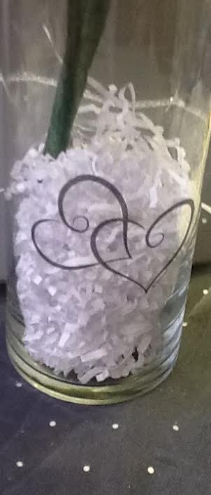Glass Vase With Double Heart Cling