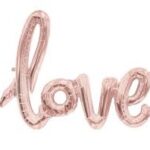 Balloon love script banner rose gold 40in