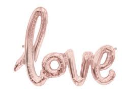 Balloon love script banner rose gold 40in