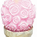 Candle Pink Roses and Gold Base