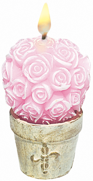 Candle Pink Roses and Gold Base