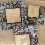 Tableware Teal N Brown Flower Plates