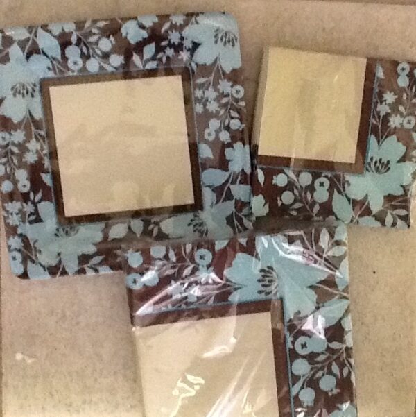 Tableware Teal N Brown Flower Plates