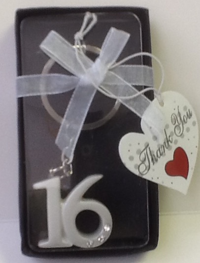 16 Keychain with Rhinstones