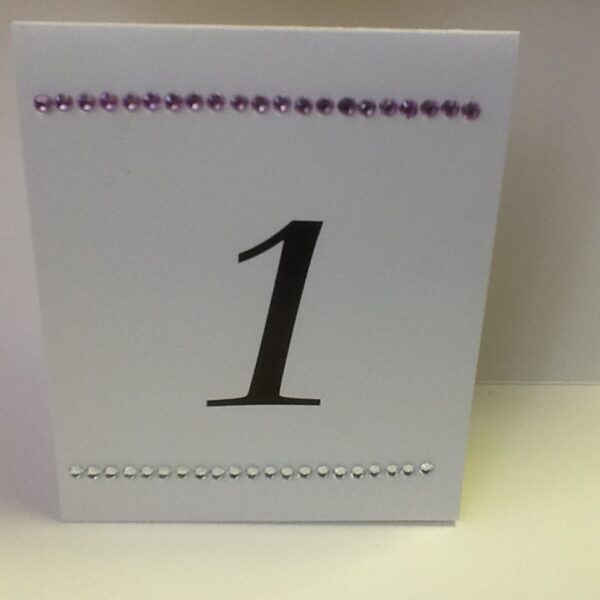 Table Number with Rhinestone accent
