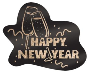 newyr cutout sign gl bk 88966