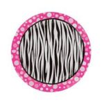 bday plates zebra pink n blk 7in