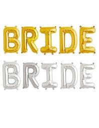 bridal shwr bal BRIDE sil gold