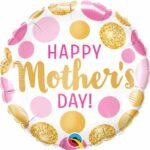 mothers day bal 18in pink gold dots w55830