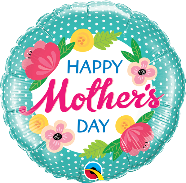mothers day bal 18in polkdot flower w47380