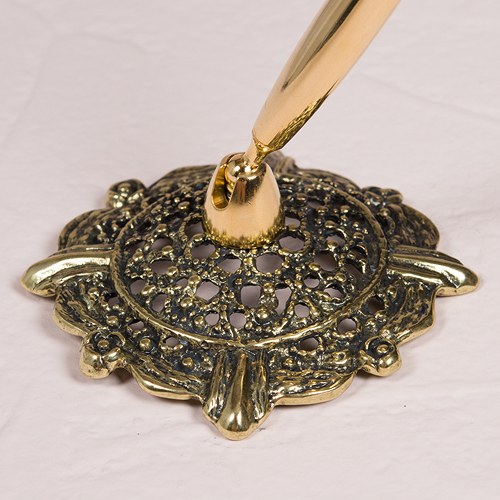 wed acc pen set gold base with pen filigree 7193-z