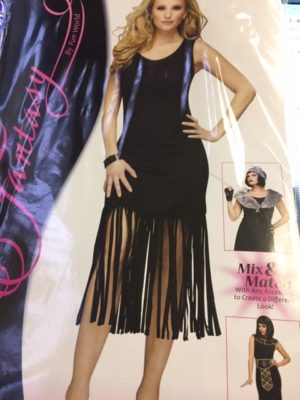 cos f blk fringed dress