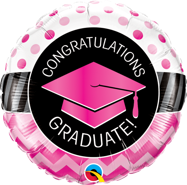 grad bal pink cong grad 18in w47511