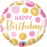 bday bal hbd pink dots 18inw49164