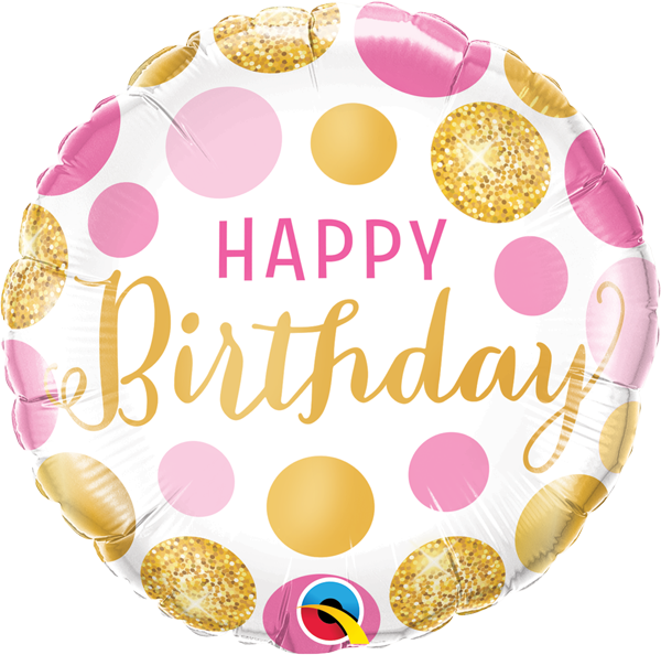 bday bal hbd pink dots 18inw49164